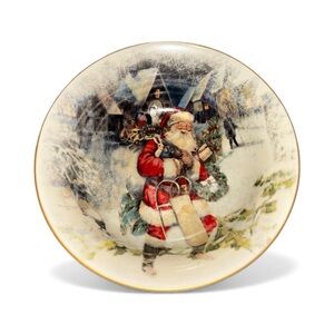 Pottery Barn Nostalgic SANTA Soup Cereal Bowl Christmas Village NEW Replacement